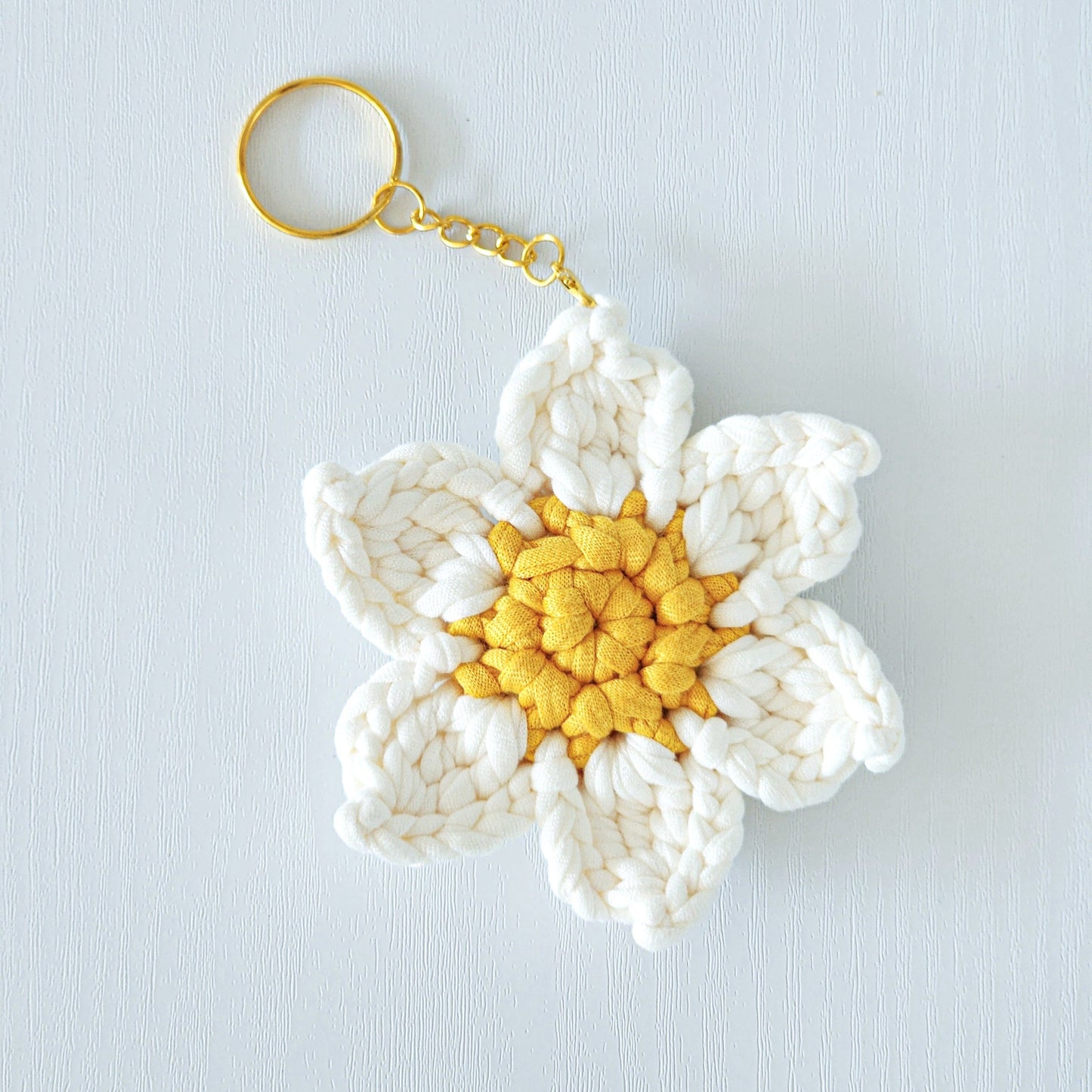 Yellow & White Flower Keychain