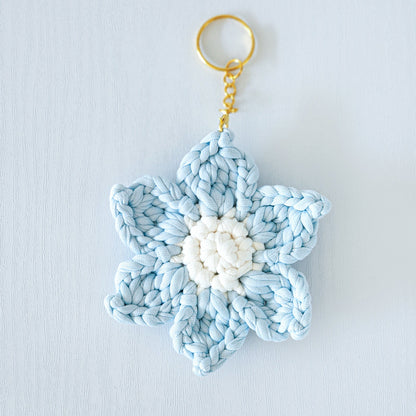 Blue & White Flower Keychain