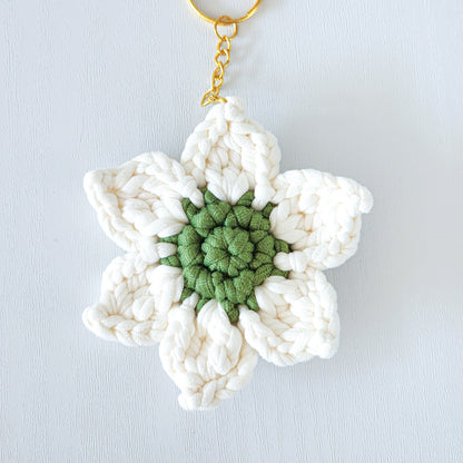 Green & White Flower Keychain