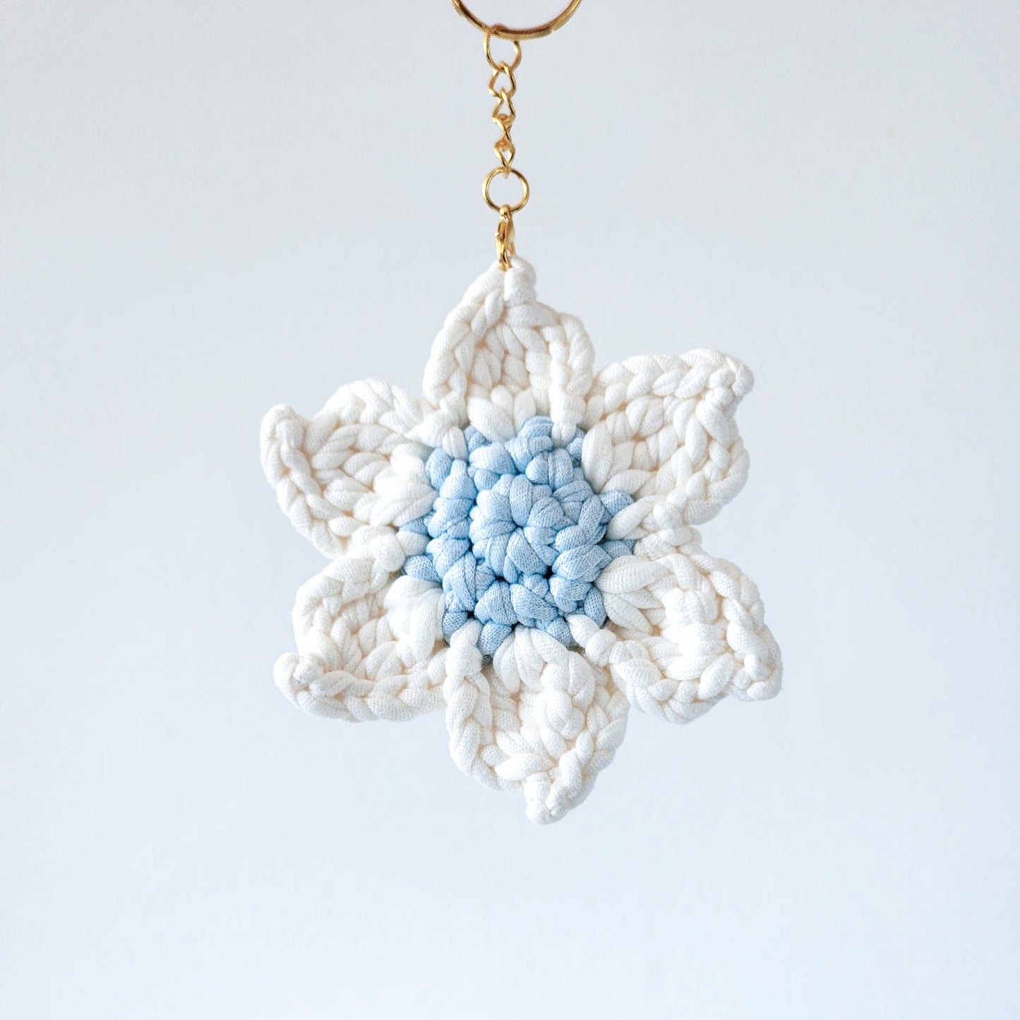 Blue & White Flower Keychain