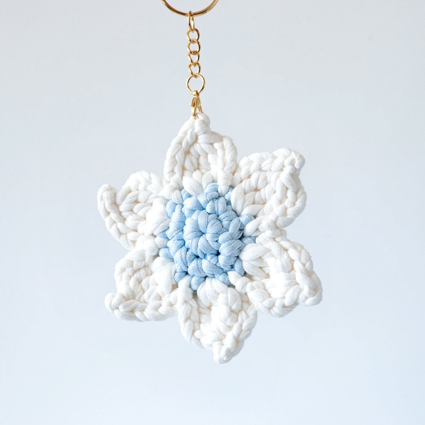 Blue & White Flower Keychain