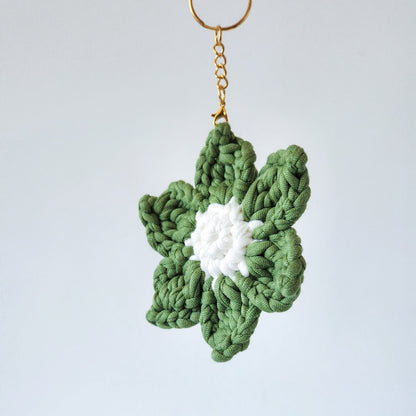 Green & White Flower Keychain