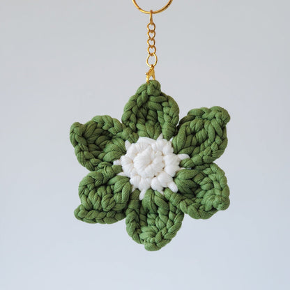 Green & White Flower Keychain